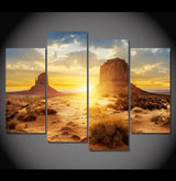 4 Panel Framed Desert Modern Landscape Wall Canvas Art | Octo Treasures