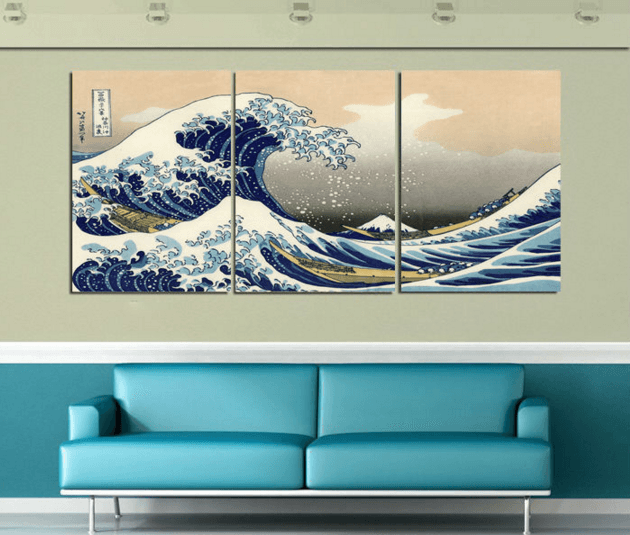 Great Wave Off Kanagawa Japan 3 Panel Wall Canvas Art | Octo Treasures
