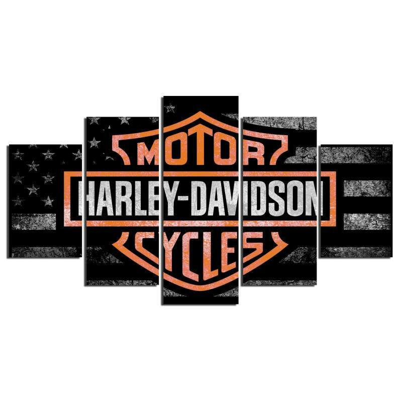 5 Panel Framed Harley Davidson Cycles Wall Art Canvas | Octo Treasures