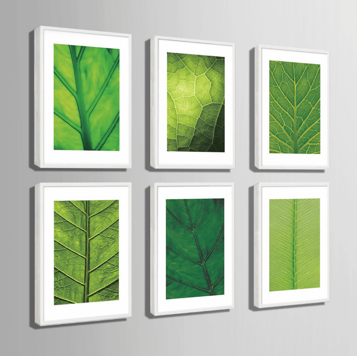6 Panel Modern Home Decor Framed Hidden Leaf Wall Canvas Art | Octo Treasures