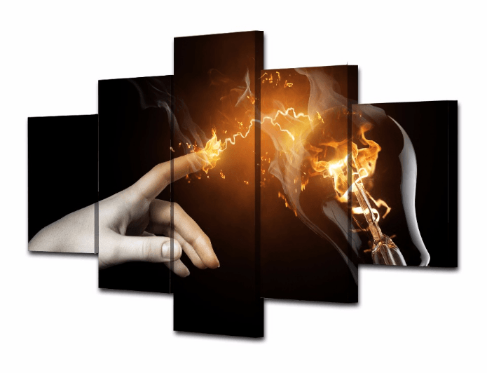 5 Panel Inspiration Light Bulb Moments Framed Wall Canvas | Octo Treasures