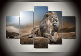 5 Pieces Multi Panel Modern Home Decor Framed Lion Pride Animal Wall Canvas Art | Octo Treasures