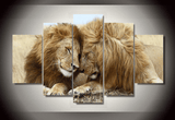 5 Pieces Multi Panel Modern Home Decor Framed Africa Wild Lion Brothers Wall Canvas Art | Octo Treasures