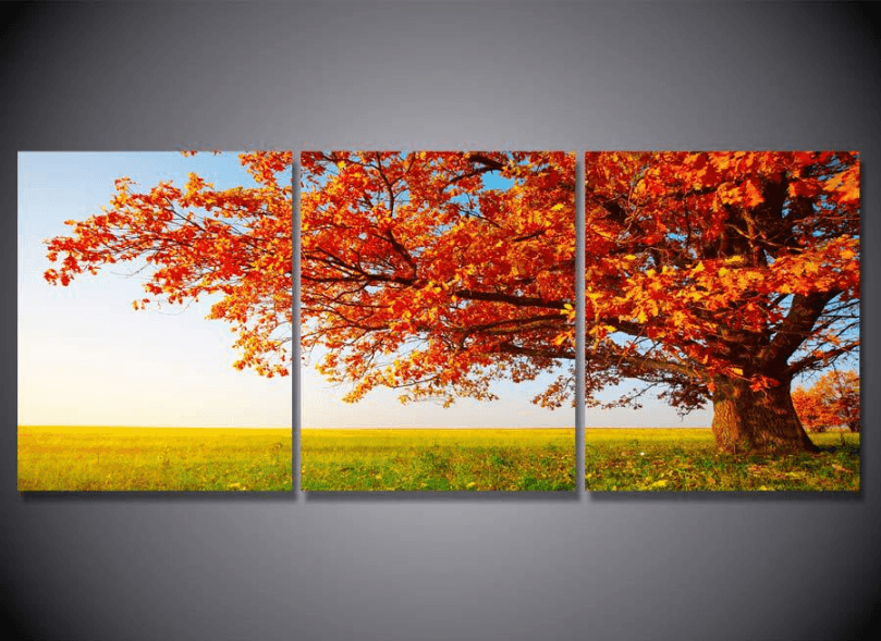 3 Pieces Multi Panel Modern Home Decor Framed Maple Tree Nature Wall Canvas Art | Octo Treasures