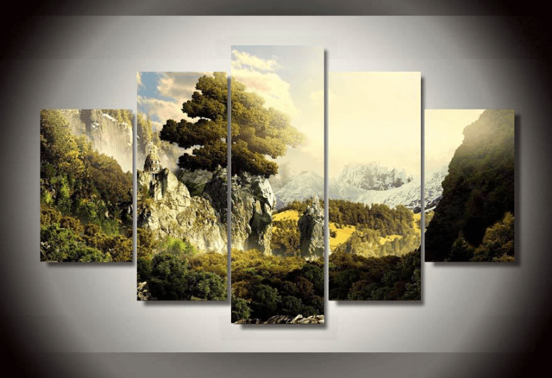 5 Pieces Multi Panel Modern Home Decor Framed Mountain Range Natural Wander Wall Canvas Art | Octo Treasures
