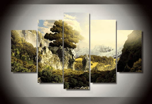 5 Pieces Multi Panel Modern Home Decor Framed Mountain Range Natural Wander Wall Canvas Art | Octo Treasures