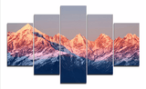5 Panel Framed Sunset Mountain Landscape Wall Canvas Art | Octo Treasures