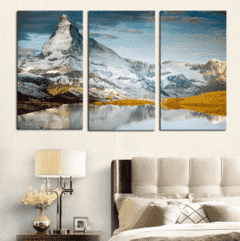 3 Panel Mountain Nature Landscape Framed Wall Canvas | Octo Treasures