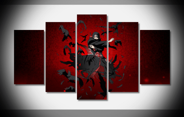 5 Panel Itachi Uchiha Naruto Anime Framed Wall Canvas | Octo Treasures
