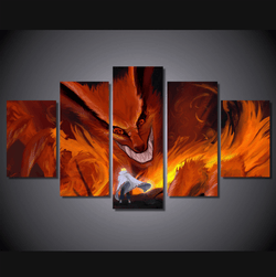 5 Panel Minato vs Nine Tails Fox Naruto Anime Framed Wall Canvas | Octo Treasures