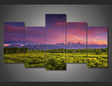 5 Pieces Multi Panel Modern Home Decor Framed Mountain View Sunset Wall Canvas Art | Octo Treasures