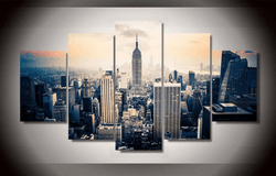 5 Pieces Multi Panel Modern Home Decor Framed New York City Wall Canvas Art | Octo Treasures