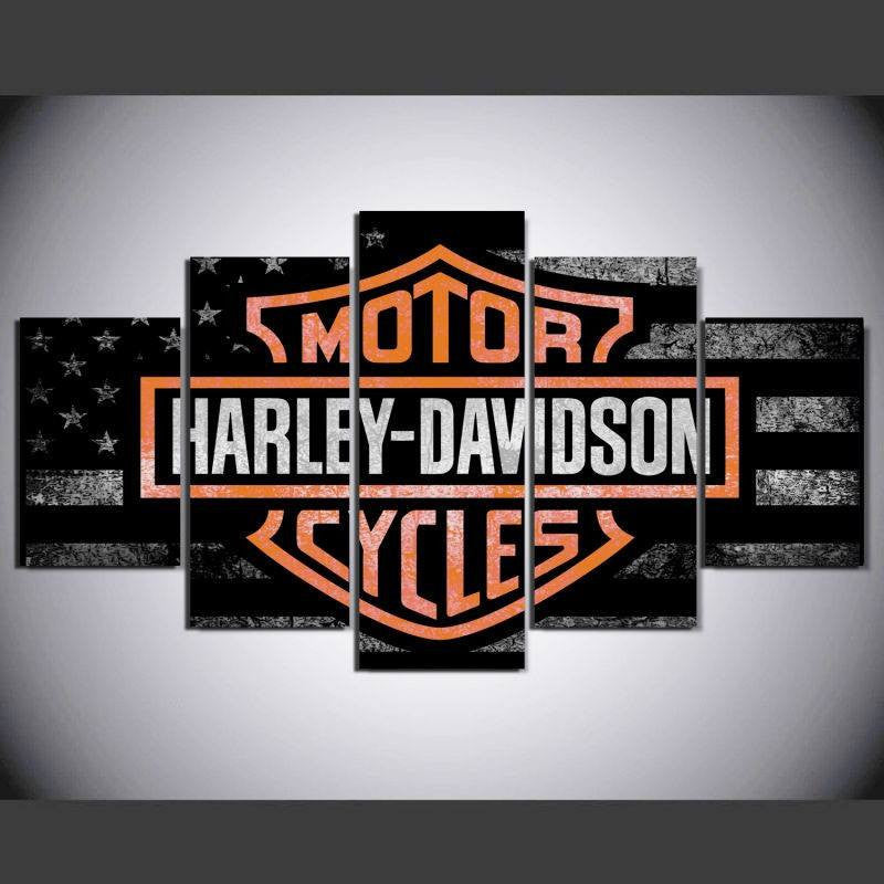 5 Panel Framed Harley Davidson Cycles Wall Art Canvas | Octo Treasures