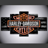 5 Panel Framed Harley Davidson Cycles Wall Art Canvas | Octo Treasures