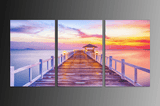 3 Panel Ocean Bridge View Nature Scenery Framed Wall Canvas | Octo Treasures