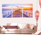 3 Panel Ocean Bridge View Nature Scenery Framed Wall Canvas | Octo Treasures