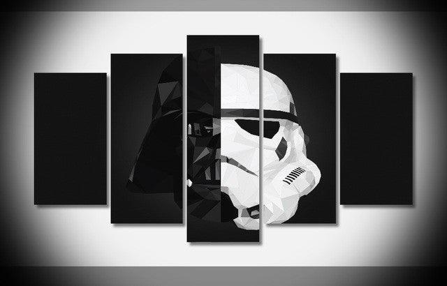 5 Panel Framed Star Wars Stormtrooper/Darth Vader Wall Art Canvas | Octo Treasures
