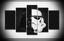 5 Panel Framed Star Wars Stormtrooper/Darth Vader Wall Art Canvas | Octo Treasures