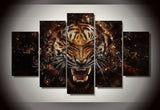 5 Panel Wild Tiger Animal Framed Wall Canvas Art | Octo Treasures
