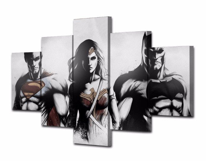 5 Panel Batman Vs Superman Dawn Of Justice Framed Wall Canvas | Octo Treasures