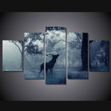 5 Panel Winter Rain Deer Framed Wall Canvas Art | Octo Treasures