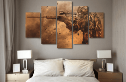 5 Panel Modern Combat Sniper Shooting Framed Wall Canvas Art | Octo Treasures