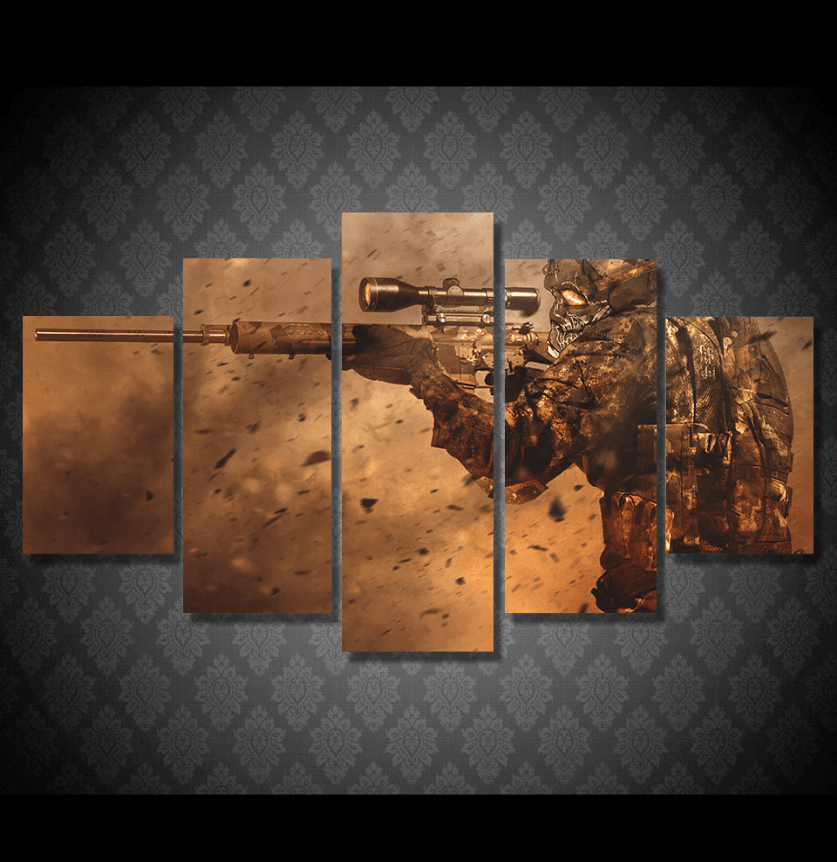 5 Panel Modern Combat Sniper Shooting Framed Wall Canvas Art | Octo Treasures