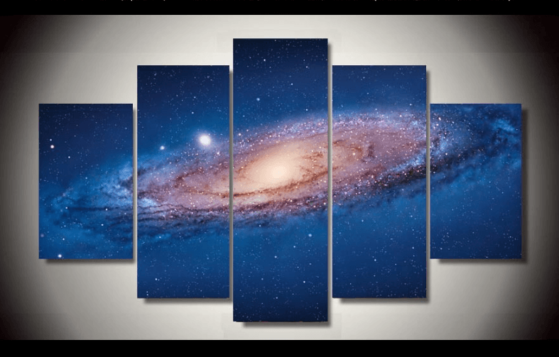 5 Panel The Universe Space Framed Wall Canvas Art | Octo Treasures