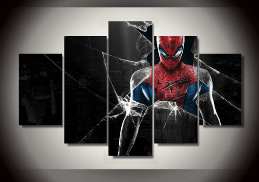 5 Piece Multi Panel Modern Home Decor Framed Marvel Super Hero Spider Man Wall Canvas Art | Octo Treasures