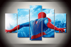 5 Piece Multi Panel Modern Home Decor Framed Spider-Man Marvel Comic Super Hero Wall Canvas Art | Octo Treasures