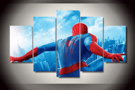 5 Piece Multi Panel Modern Home Decor Framed Spider-Man Marvel Comic Super Hero Wall Canvas Art | Octo Treasures