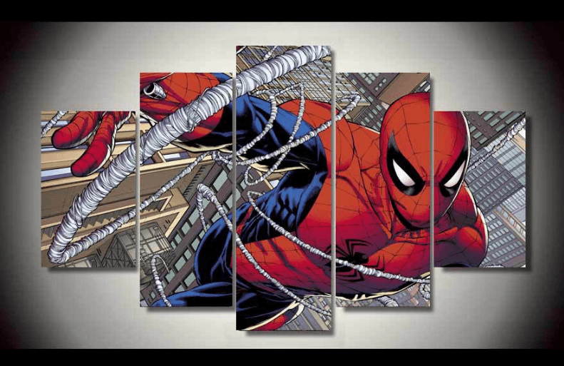 5 Panel Spiderman Marvel Comic Superhero Framed Wall Canvas | Octo Treasures