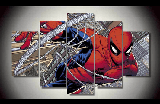 5 Panel Spiderman Marvel Comic Superhero Framed Wall Canvas | Octo Treasures