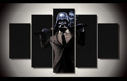 5 Piece Multi Panel Modern Home Decor Framed Star Wars Darth Vader Wall Canvas Art | Octo Treasures