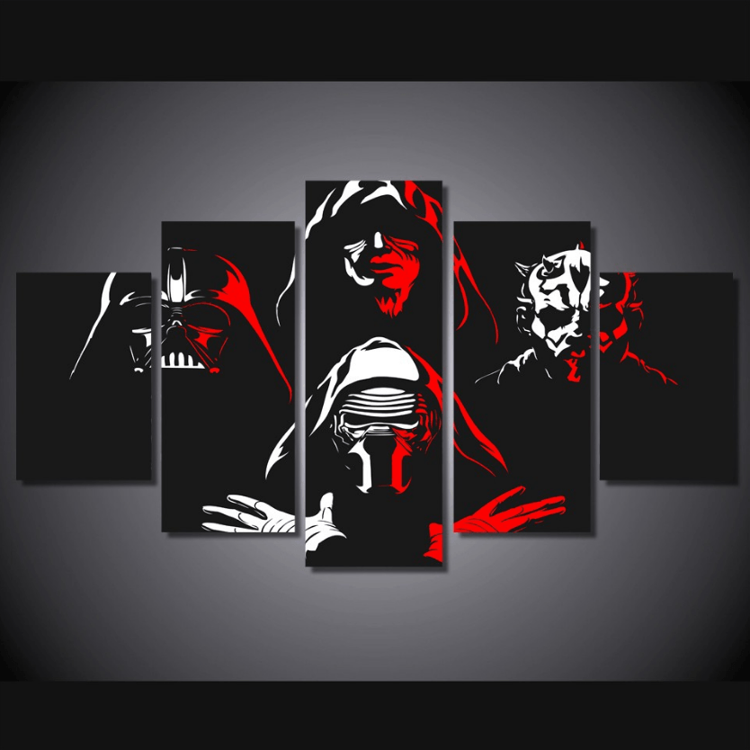 5 Piece Multi Panel Modern Home Decor Framed Star Wars Dark Forces Wall Canvas Art | Octo Treasures