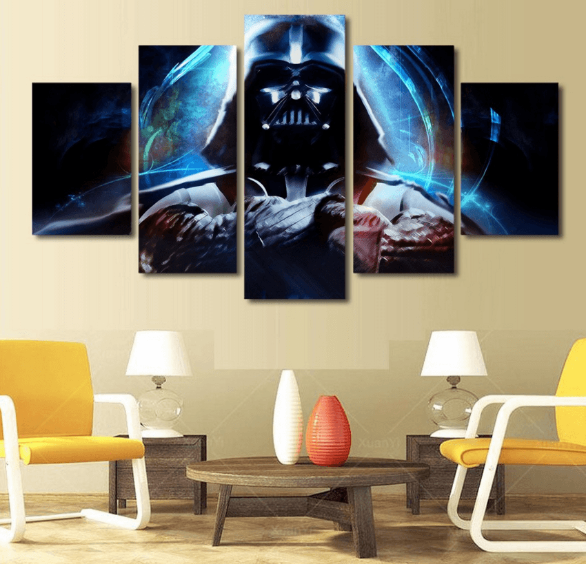Star Wars 5 Panel Canvas Framed Darth Vader Wall Art | Octo Treasures