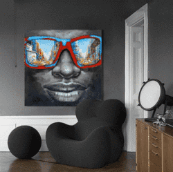 1 Panel Man With Retro Sunglasses Unframed Modern Wall Canvas | Octo Treasures