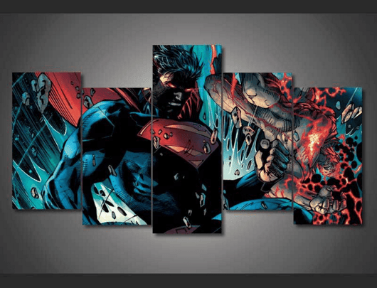 5 Piece Multi Panel Modern Home Decor Framed Superman DC Comic Super Hero Wall Canvas Art | Octo Treasures