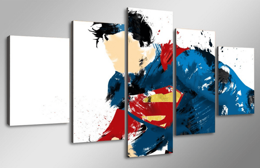 Superman DC Comics Superhero 5 Panel Framed Wall Canvas Art | Octo Treasures