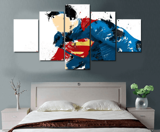 Superman DC Comics Superhero 5 Panel Framed Wall Canvas Art | Octo Treasures