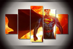 5 Piece Multi Panel Modern Home Decor Framed Superman DC Comic Superhero Wall Canvas Art | Octo Treasures