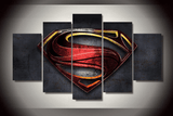 5 Piece Multi Panel Modern Home Decor Framed Man Of Steel Superman Symbol Wall Canvas Art | Octo Treasures
