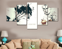 5 Piece Multi Panel Modern Home Decor Framed Superman Vs Batman DC Comic Super Hero Wall Canvas Art | Octo Treasures