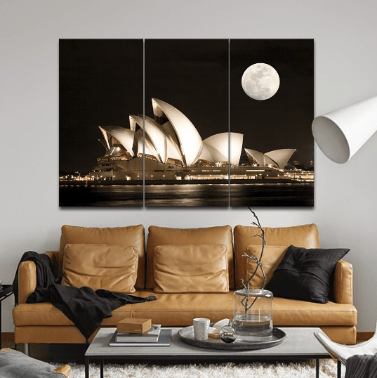 3 Panel Sydney Opera House Framed Wall Canvas | Octo Treasures