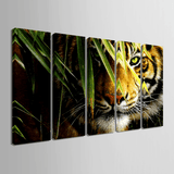 5 Panel Jungle Tiger Framed Modern Wall Canvas Art | Octo Treasures