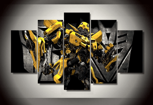 5 Piece Multi Panel Modern Home Decor Framed Transformers Bumblebee Wall Canvas Art | Octo Treasures