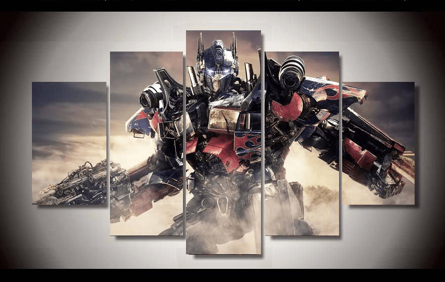 5 Piece Multi Panel Modern Home Decor Framed Optimus Prime Transformers Wall Canvas Art | Octo Treasures