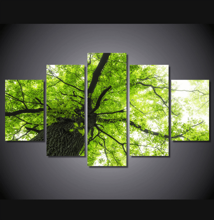 5 Pieces Multi Panel Modern Home Decor Framed Spring Tree Scenery Wall Canvas Art | Octo Treasures