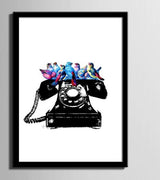 1 Panel Birds on The Phone Framed Wall Canvas Art | Octo Treasures