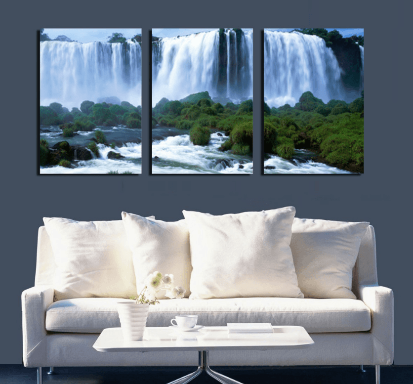 3 Panel Waterfall Nature Landscape Framed Wall Canvas | Octo Treasures